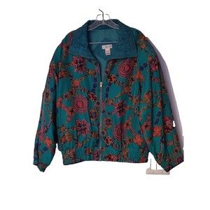 Vintage‎ Womens 1990s Lavon Track Jacket Windbreaker Full Zip Geometric Size L